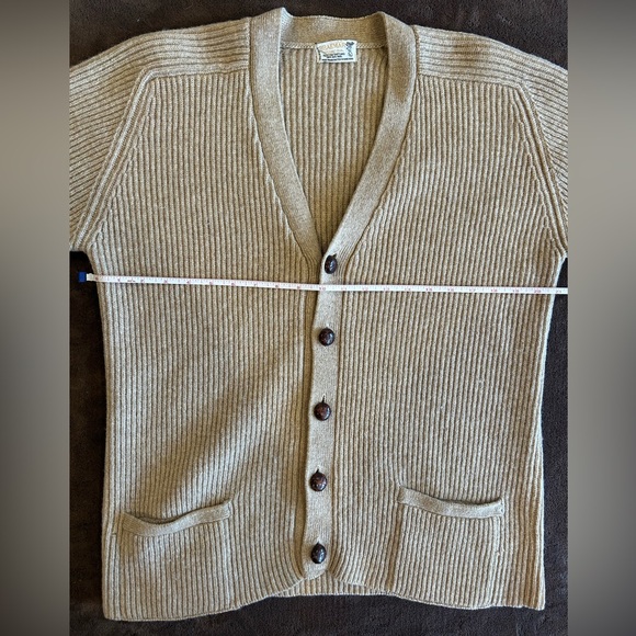 Men’s Large Beige Shetland Wool Braemar International Button-Up Cardigan - Picture 3 of 7